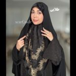 روسری حریر دووره کاردیون حاشیه گل - Image 5
