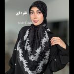 روسری حریر دووره کاردیون حاشیه گل - Image 3