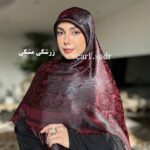 روسری ابریشم ژاکارد لمه گل رز - Image 2