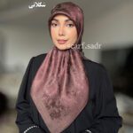 روسری ابریشم ژاکارد ترمه پتینه - Image 13