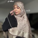 روسری ابریشم ژاکارد لمه گل رز - Image 7