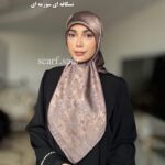 روسری ابریشم ژاکارد ترمه پتینه - Image 9