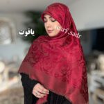 روسری ابریشم ژاکارد لمه گل رز