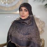 روسری ابریشم ژاکارد پلنگی