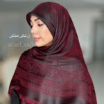 روسری ابریشم ژاکارد طرح شیپور پادشاهی - Image 3