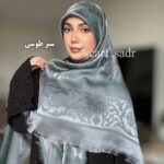 روسری ابریشم ژاکارد جواهر - Image 7