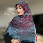 روسری ابریشم ژاکارد جواهر - Image 11