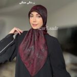 روسری ابریشم ژاکارد ترمه پتینه - Image 12